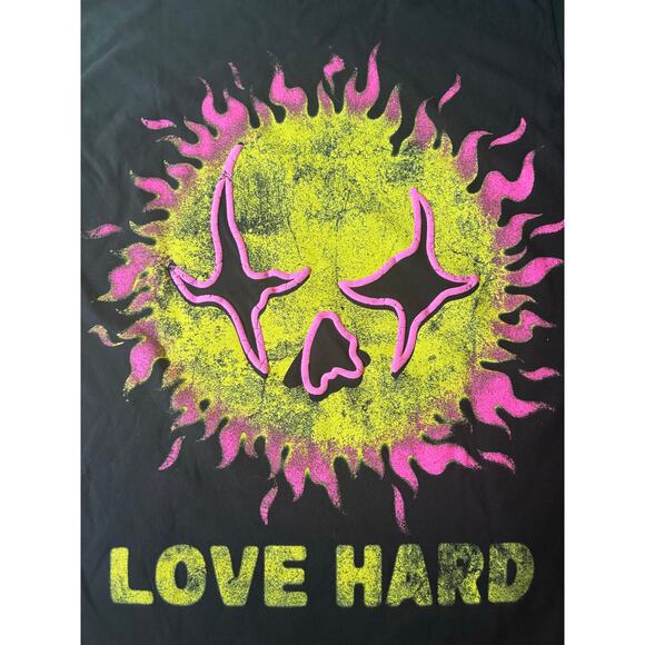 Toxicity Trouble in Paradise Tee Sz S Black Y2K Butterfly Love Hard - Picture 2 of 5